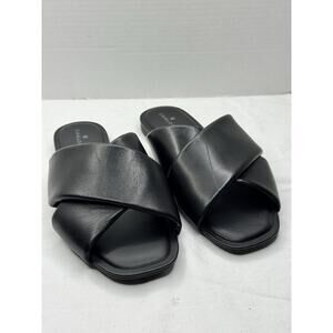 Caslon Women’s Flat Slide Sandals Black Top Cross Cushioned Straps Size 9.5